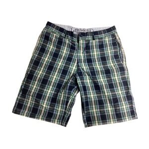 Canterbury Plaid Shorts Casual Travel Party Golf Walking Blue Green Mens Size 34